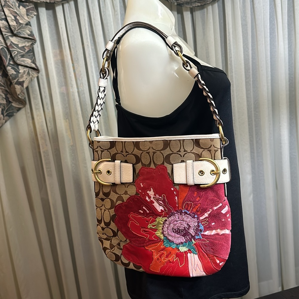 Coach poppy floral signature shoulder bag - Picture 4 of 12